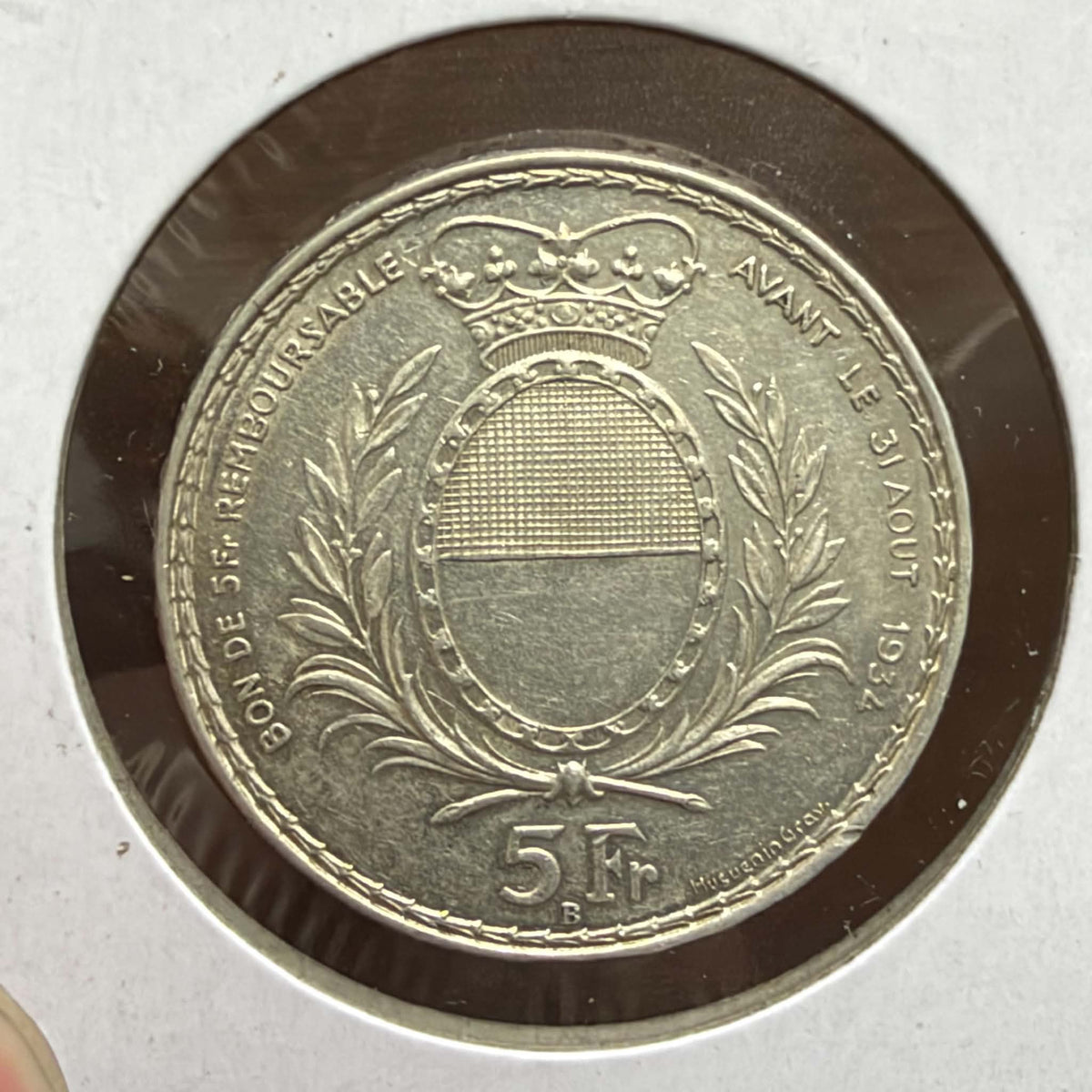 1934 Switzerland Fribourg 5 Francs – Federal Shooting Festival
