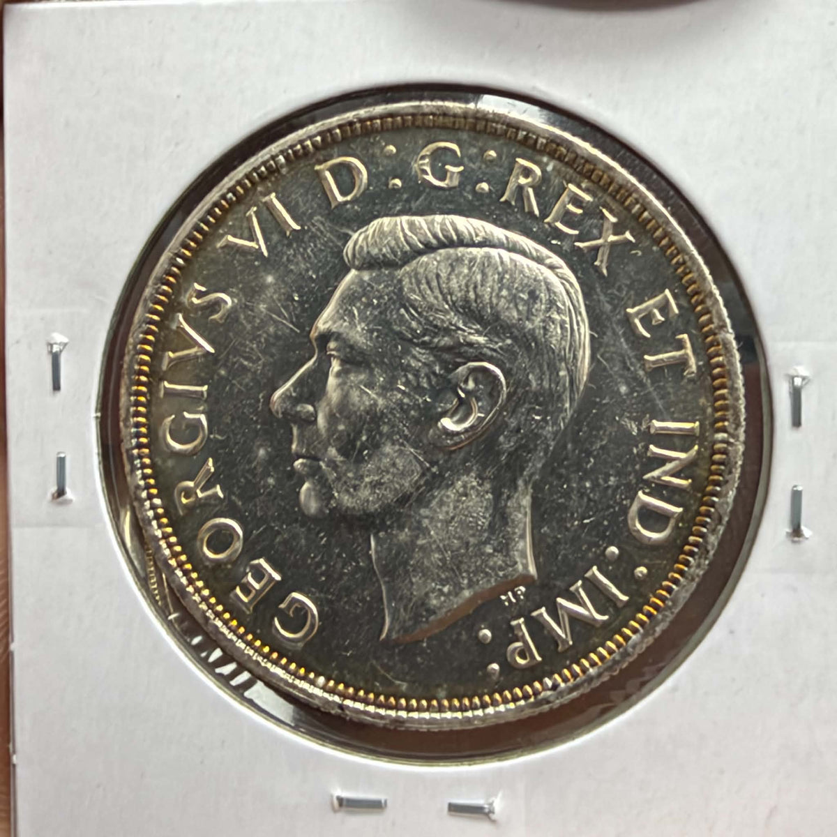 1947 Maple Leaf Canadian silver dollar Voyageur reverse with maple leaf beside date