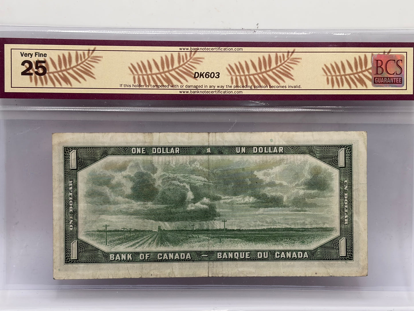 1954 Bank of Canada $1 Rotator Serial Number K/O 9000006 – BC-37b-N9 | BCS VF-25