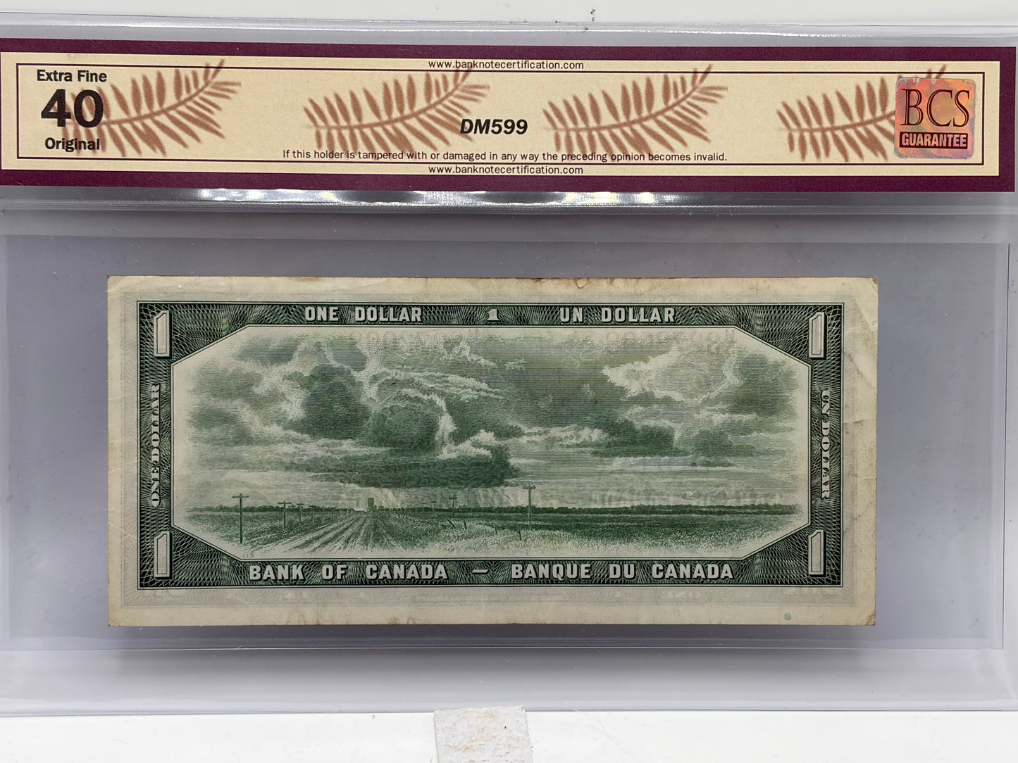 1954 Bank of Canada $1 Mismatched Serial Number Error – BC-37b-E15-i | BCS EF-40 Original