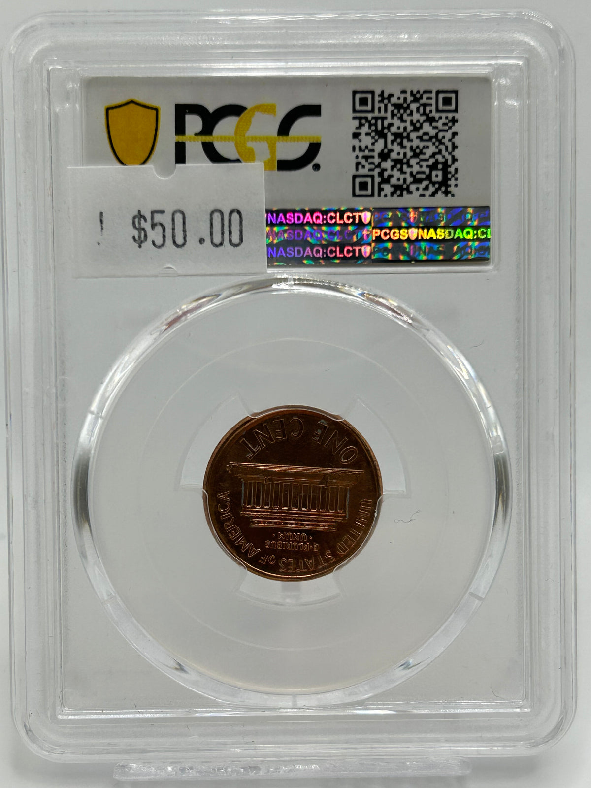 1999 USA 1 Cent PCGS MS 64 RD Broadstruck Mint Error — Reverse