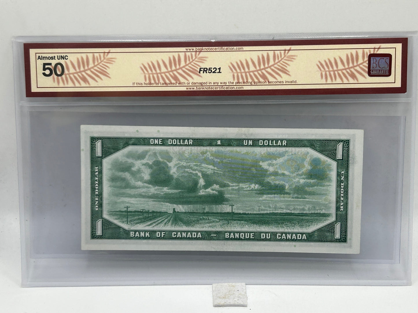 1954 Bank of Canada $1 BC-29b Beattie-Coyne Devil's Face BCS Almost UNC 50 - Reverse