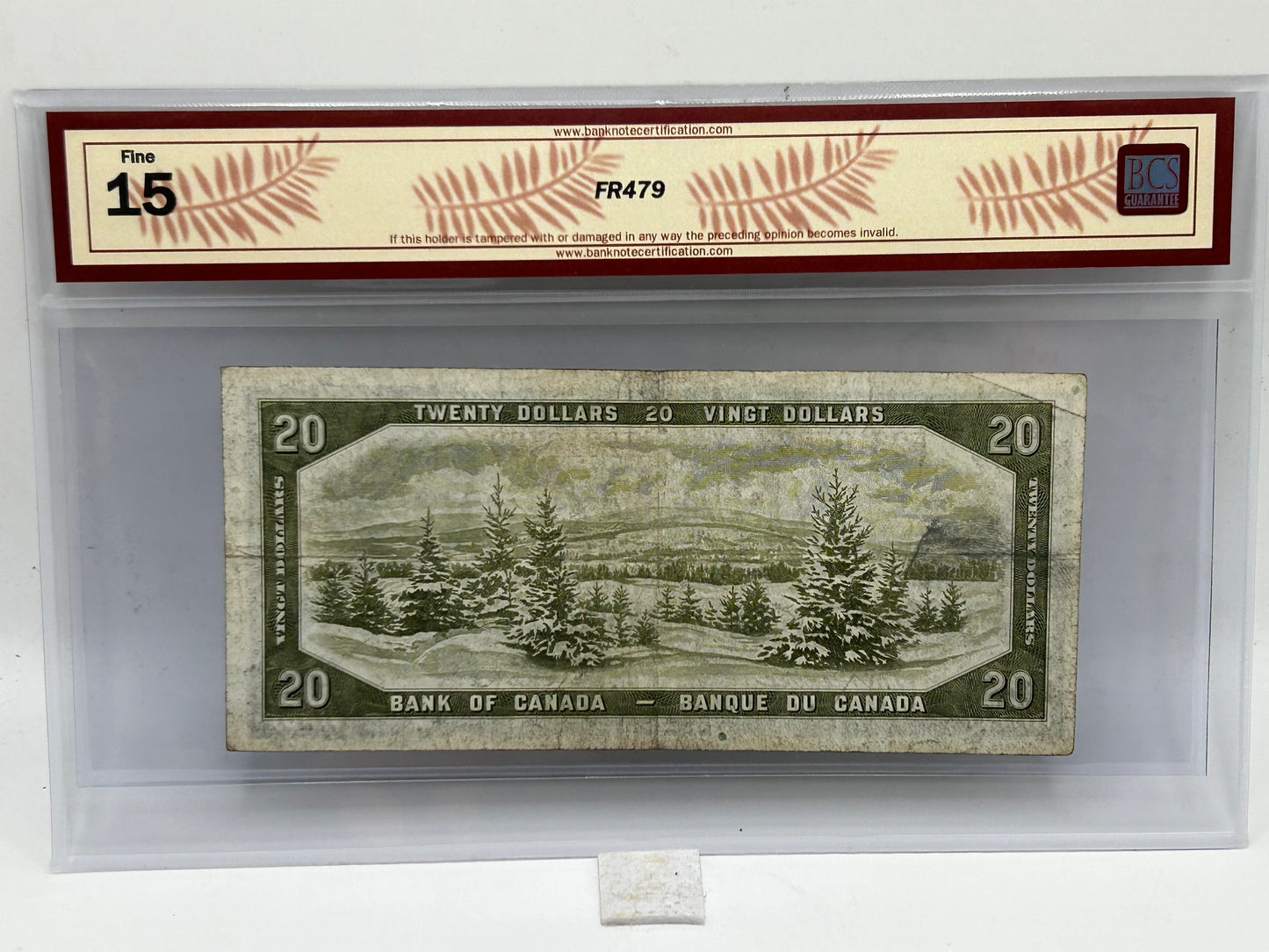 1954 Bank of Canada $20 BC-33b Beattie-Coyne Devil's Face Changeover BCS Fine 15 - Reverse