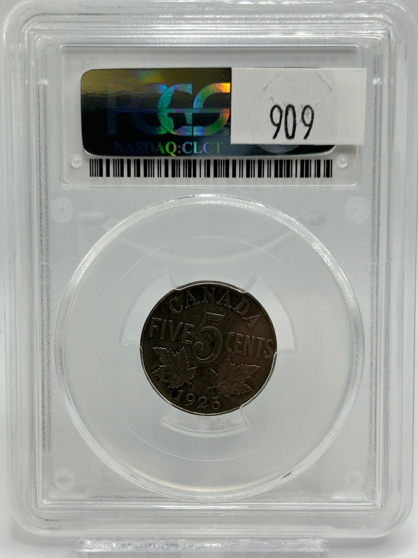 1925 Canada 5 Cents PCGS AU 50 — Reverse