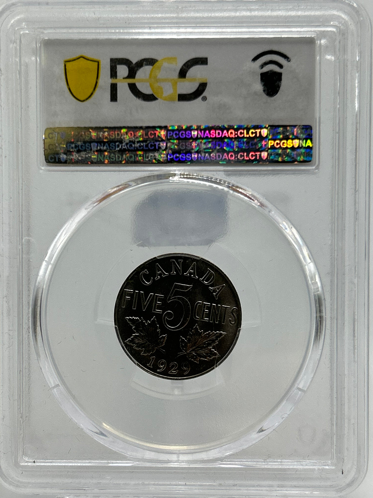 1929 Canada 5 Cents PCGS MS 63 Far S Variety — Reverse