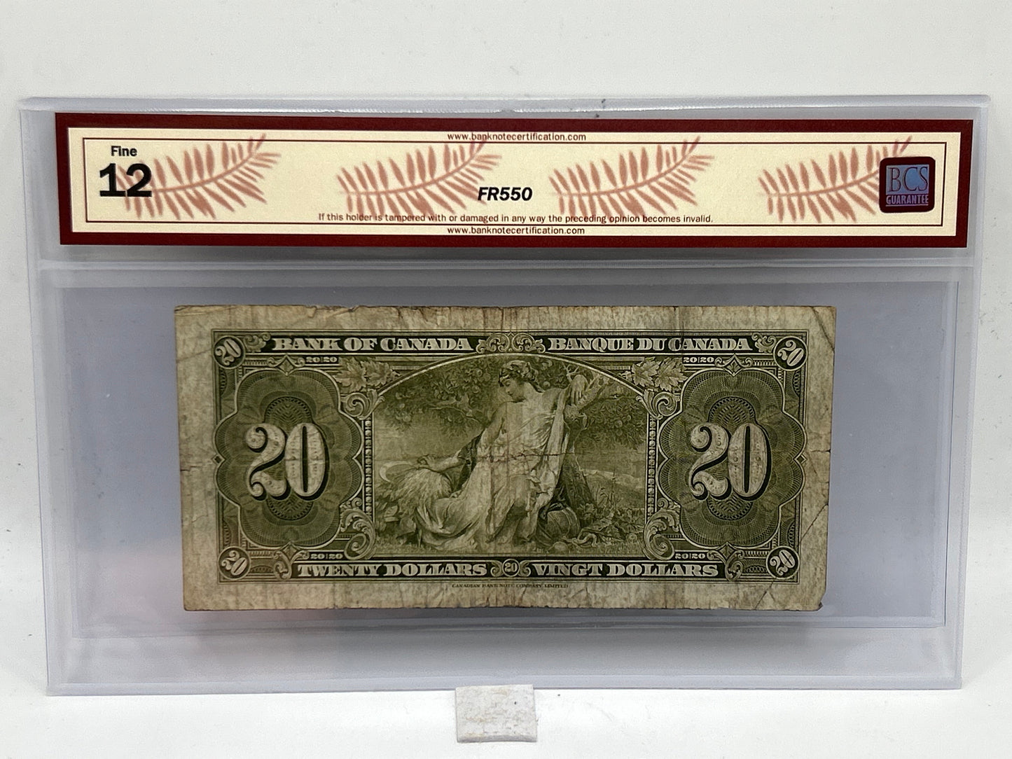 1937 Bank of Canada $20 BC-25b Gordon-Towers BCS Fine 12 - Reverse