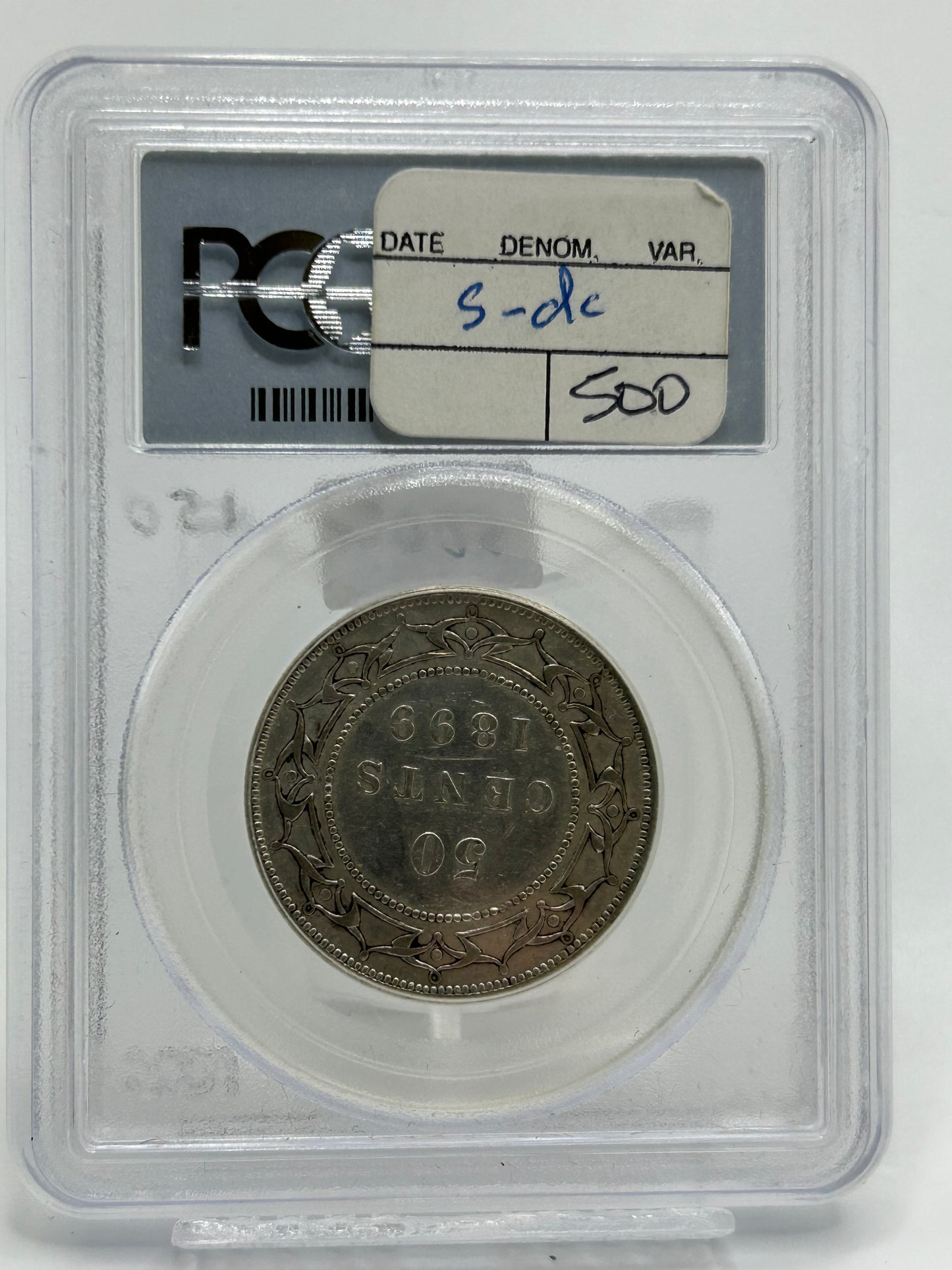 1899 Newfoundland 50 Cents PCGS XF 45 Narrow 9 Variety — Reverse