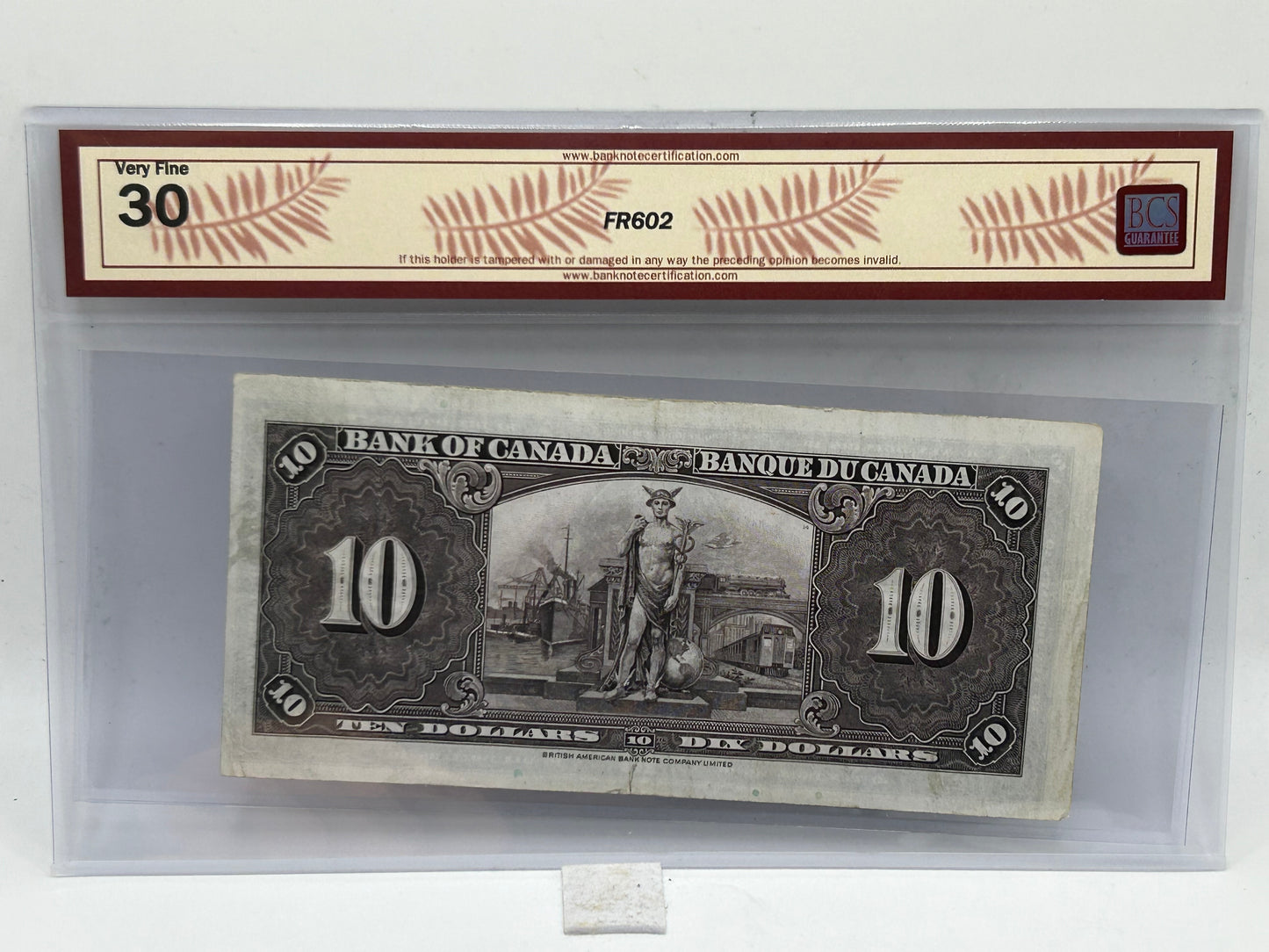 1937 Bank of Canada $10 BC-24c Coyne-Towers BCS Very Fine 30 - Reverse