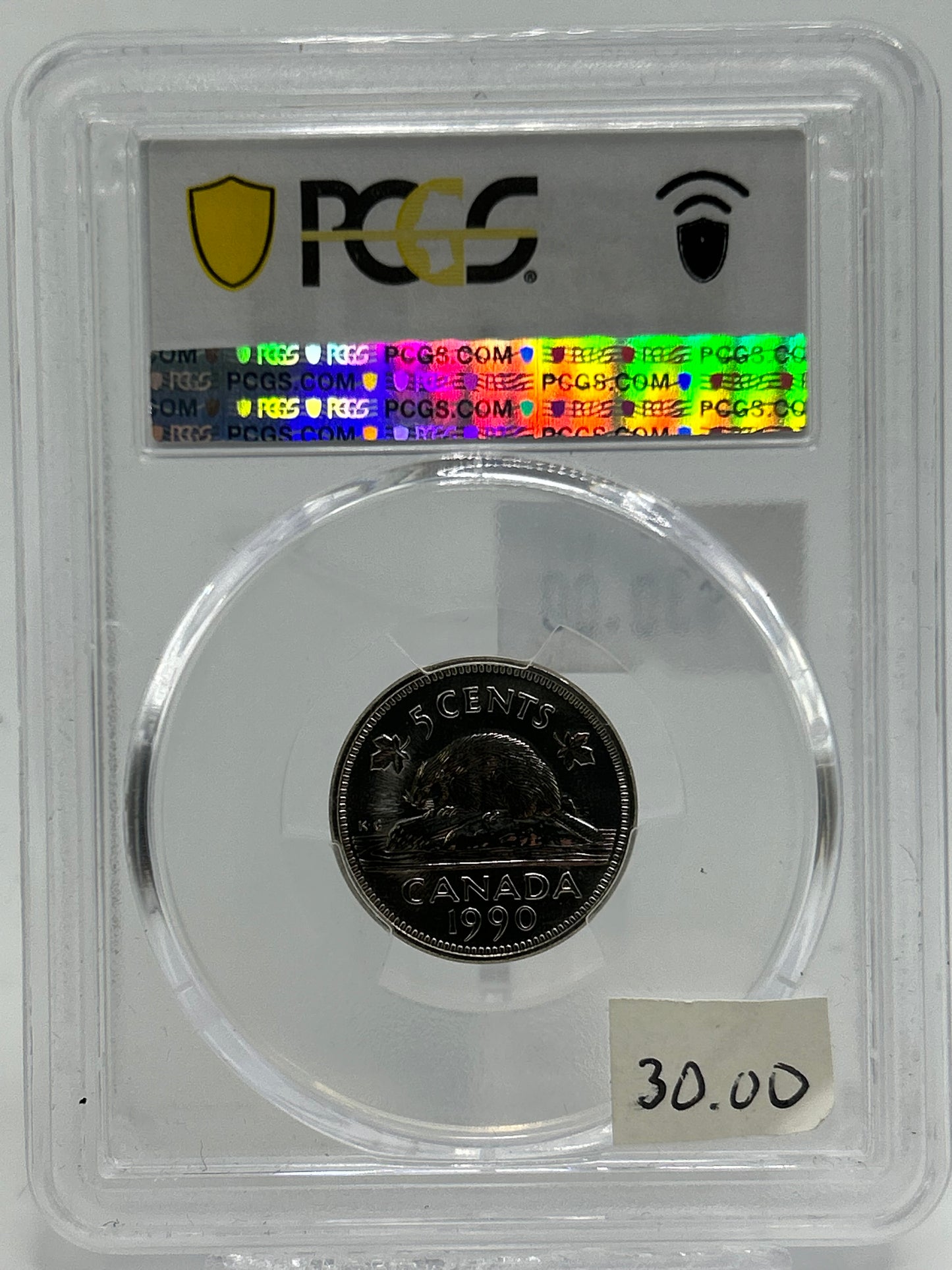 1990 Canada 5 Cents PCGS MS 65 Beaver Reverse — Reverse
