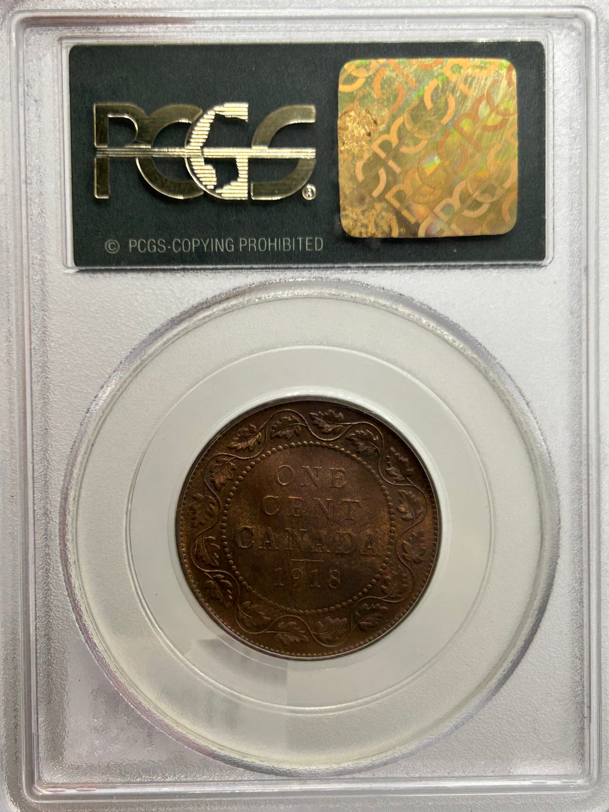 1918 Canada 1 Cent PCGS MS 64 RB — Maple Wreath Reverse