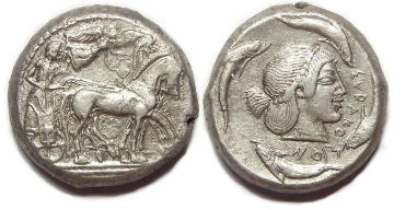 Syracuse in Sicily. ca. 485 to 479 BC. Silver tetradrachm