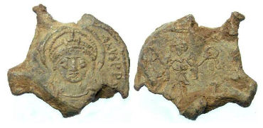 Byzantine. Justinian I, AD 527 to 565. Lead seal impression.