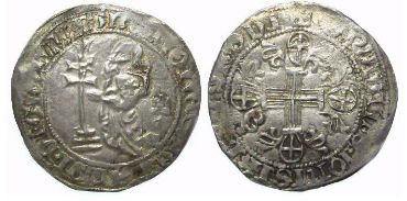 Crusader. Rhodes. Juan Fernandez of Heredia, AD 1376 to 1396, Silver Gigliato.