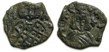 Leo V (the Armenian) and Constantine, AD 813 to 820. AE follis.