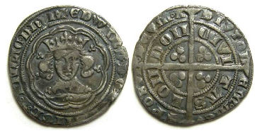 English, Edward III, AD 1327 to 1377. Silver groat.