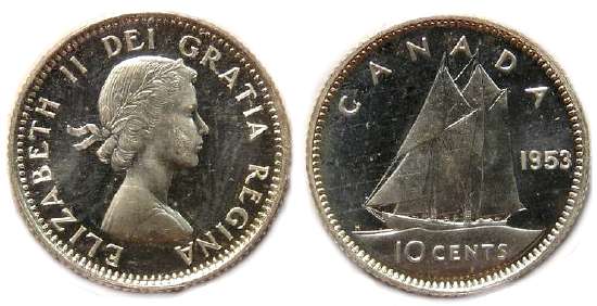1989 CANADA 10 CENTS PROOF DIME HEAVY CAMEO COIN
