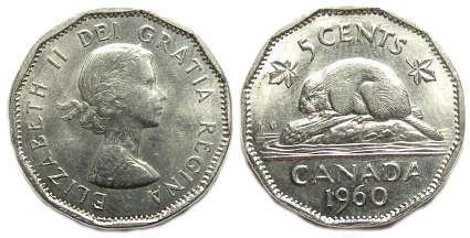 1960 canada 5 cent