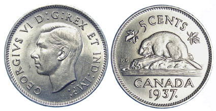 1937 canada 5 cent