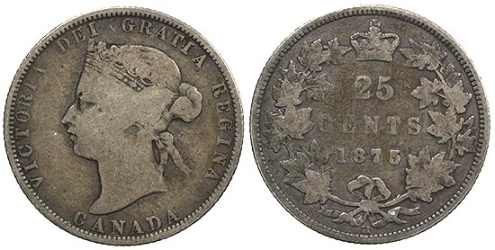 1872 H canada 25 cent