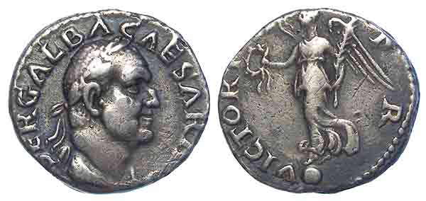 galba denarius old collection toning