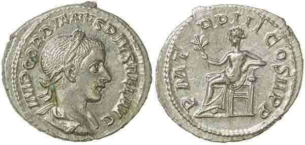 gordian III denarius in xf