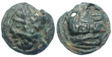  Roman Republic.  cast Aes Grave Semis.  ca. 215 to 216 BC.