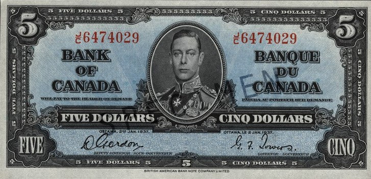 $5 Notes 1937