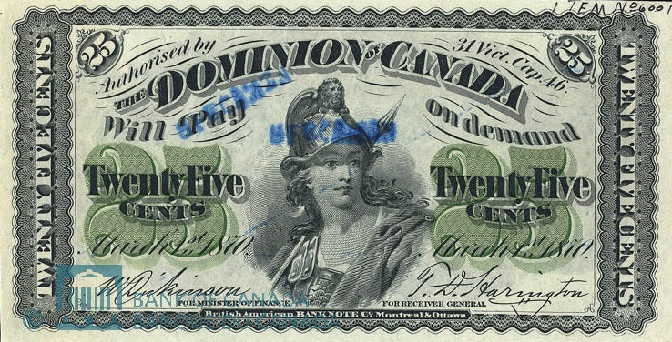 Dominion 25 Cent (1870-1923 Shinplaster)