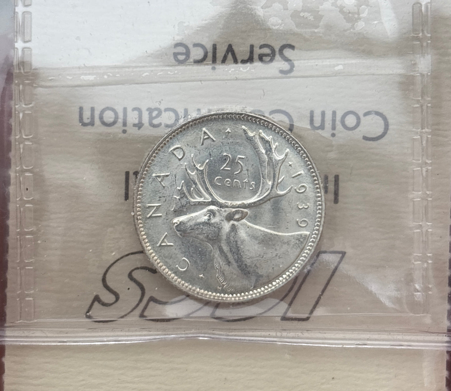 1939 Canada 25 Cent. ICCS graded MS-64