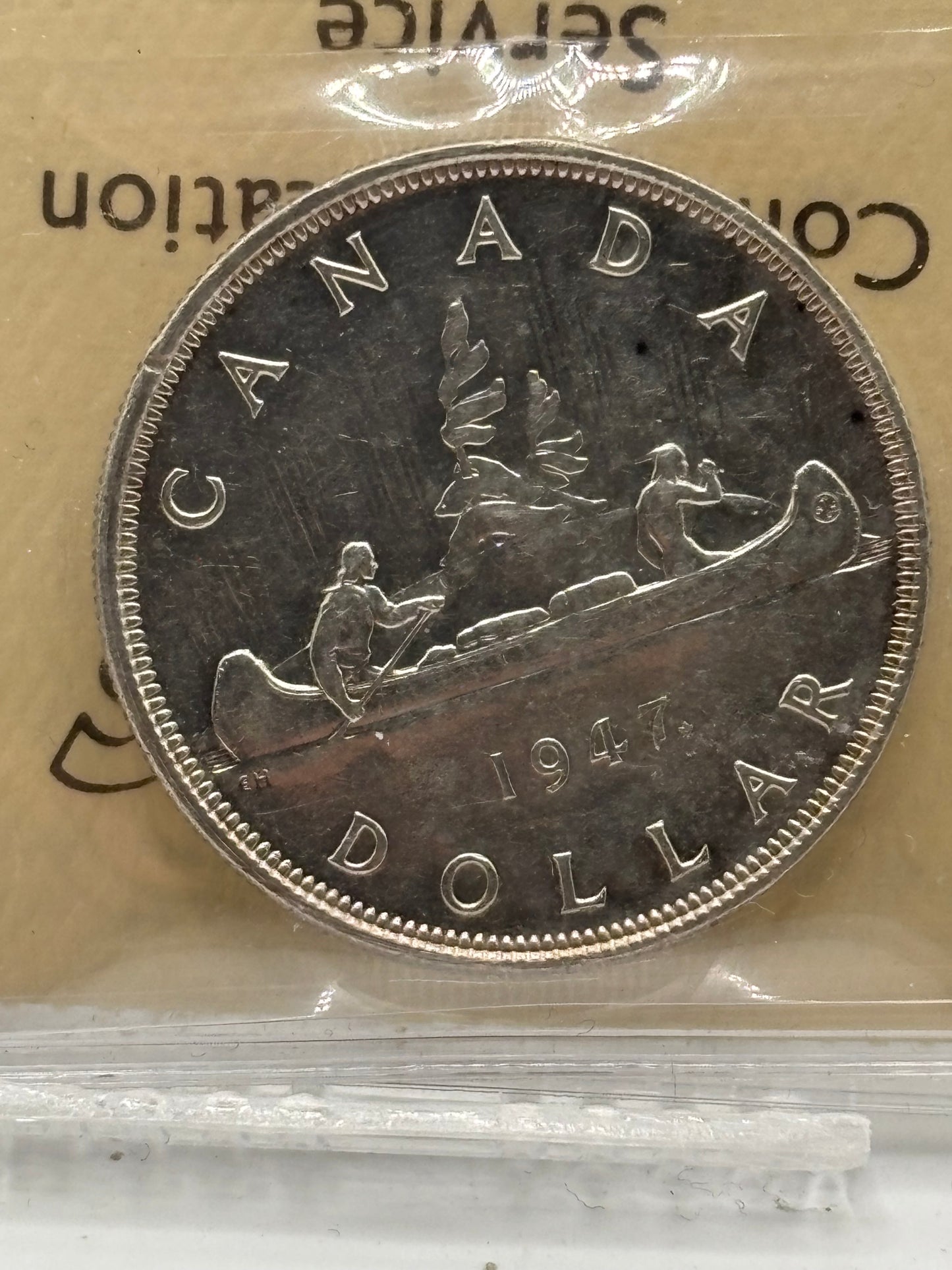 1947 Canada $1 ML Double HP. ICCS graded EF-40