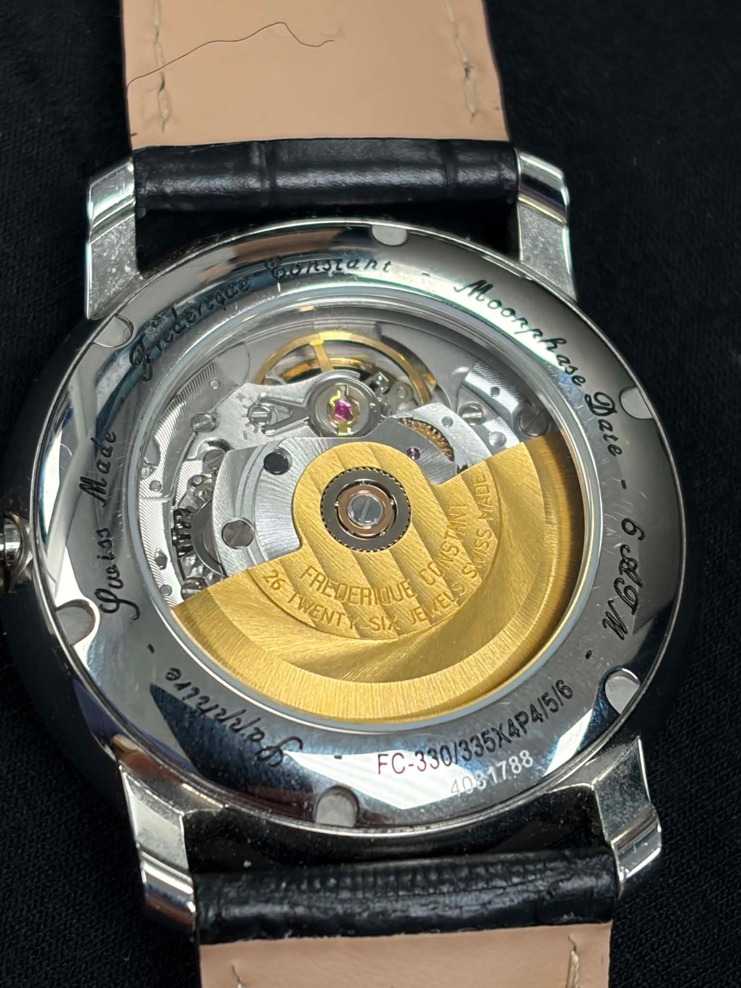 Frédérique Constant Classics Moonphase Heart Beat - dial view showing open heart and moonphase complications