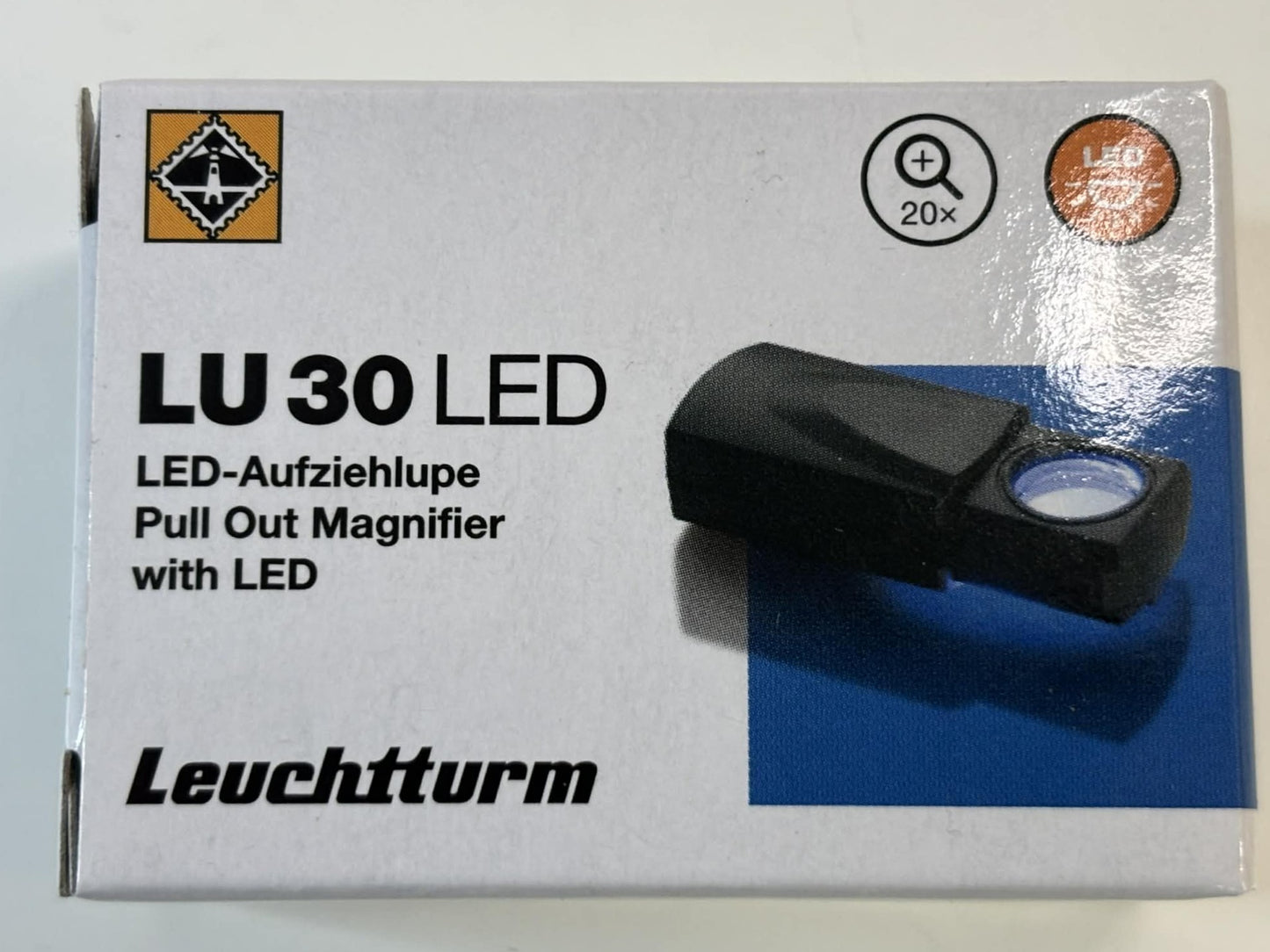 Pull Out-magnifier with LED, magnification 20 x, black, Ø 18 mm