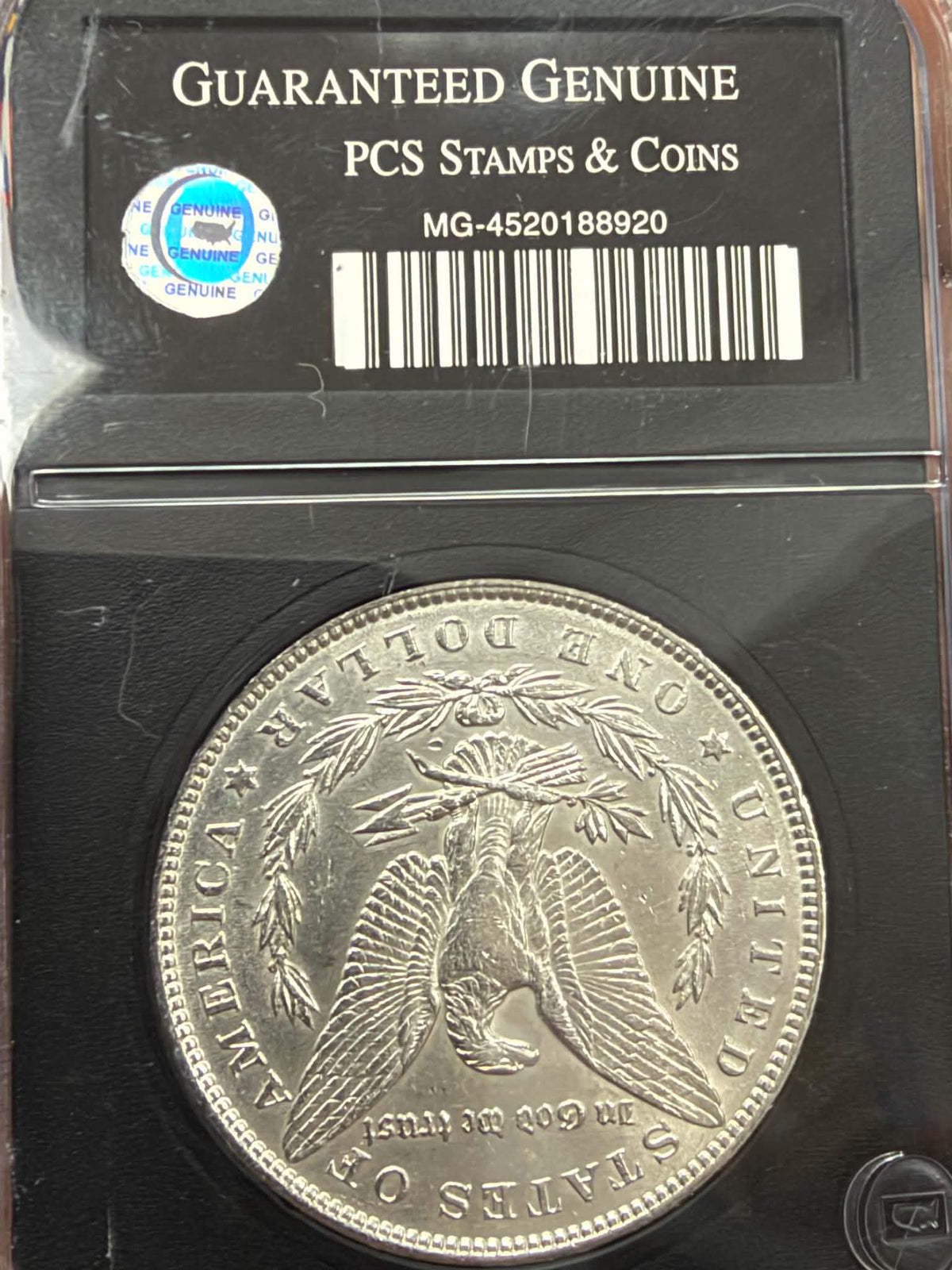 1889 USA Morgan Silver Dollar – PCS Holder, Labelled Uncirculated