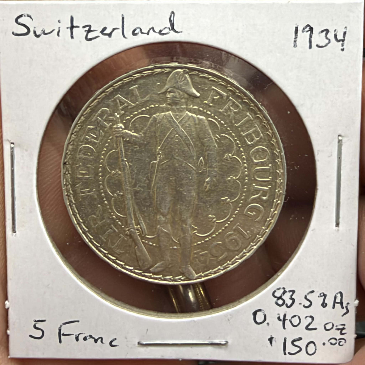 1934 Switzerland Fribourg 5 Francs – Federal Shooting Festival