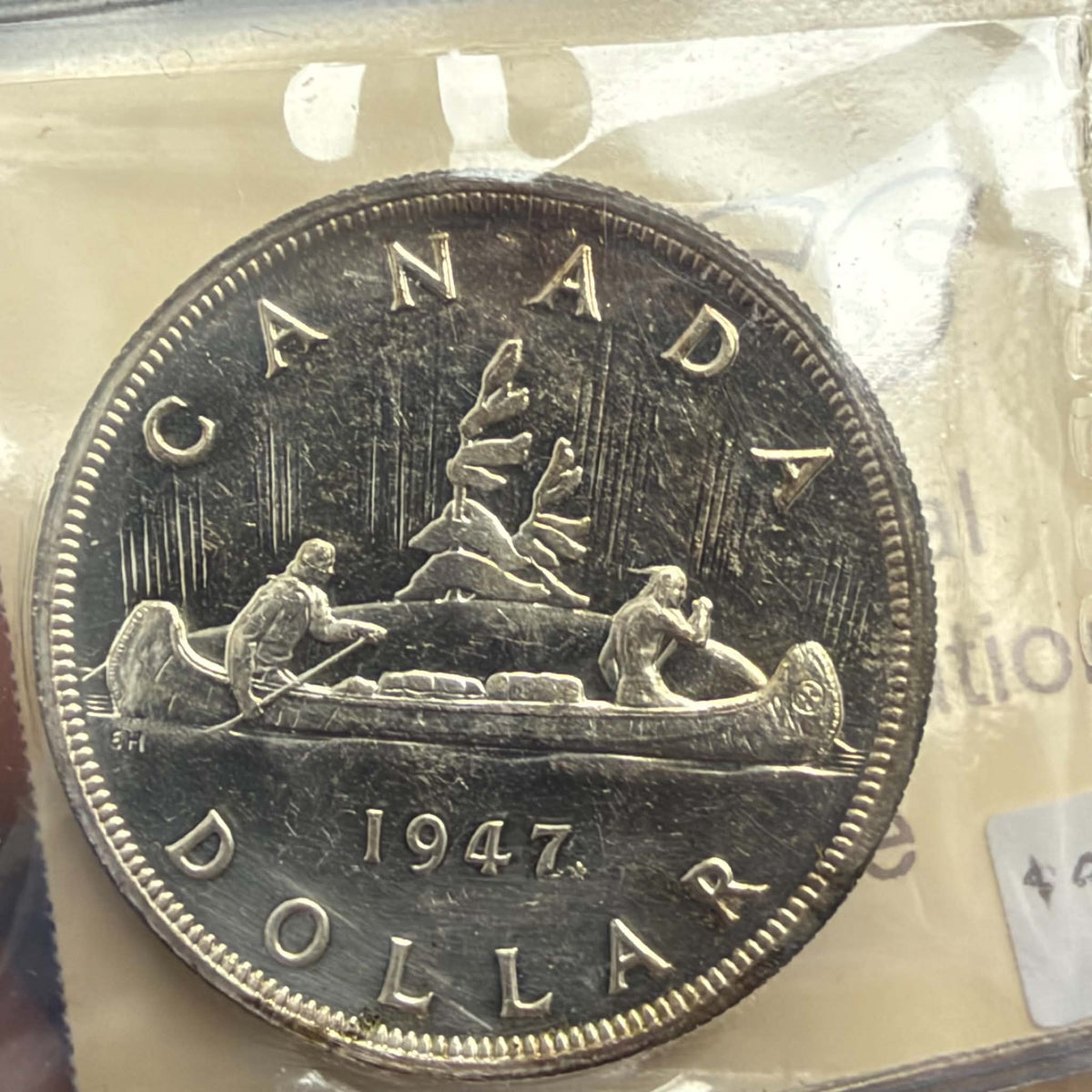 1947 Maple Leaf Canada Silver Dollar – ICCS MS60, XNV 980
