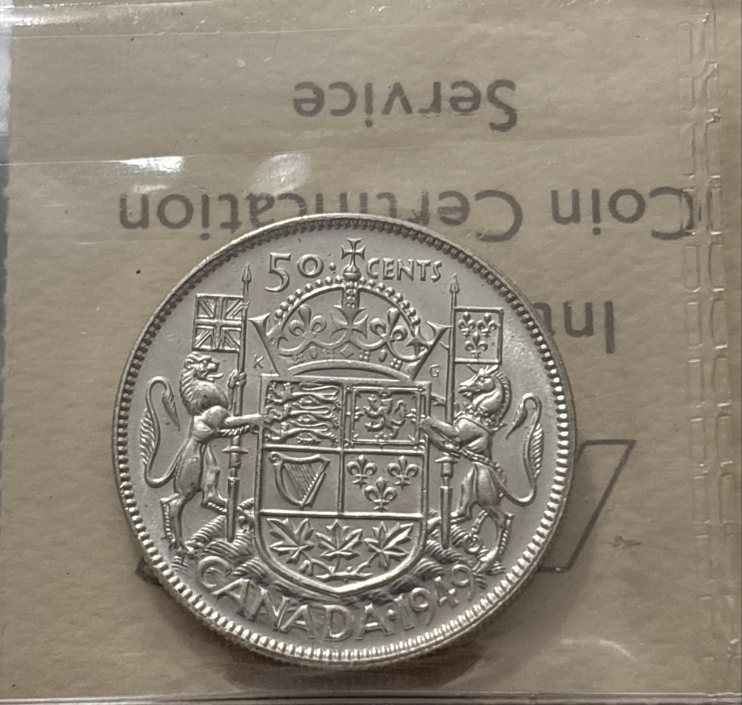 1949 Canada 50 Cent. ICCS graded MS-64