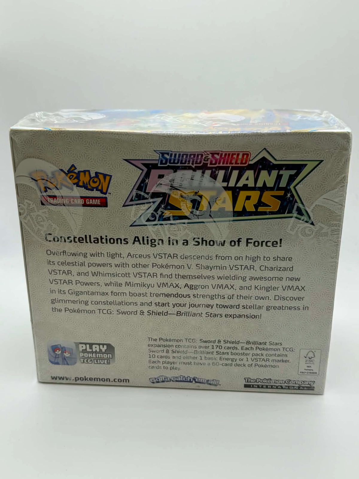 Pokémon TCG Sword & Shield Brilliant Stars Booster Box — Back