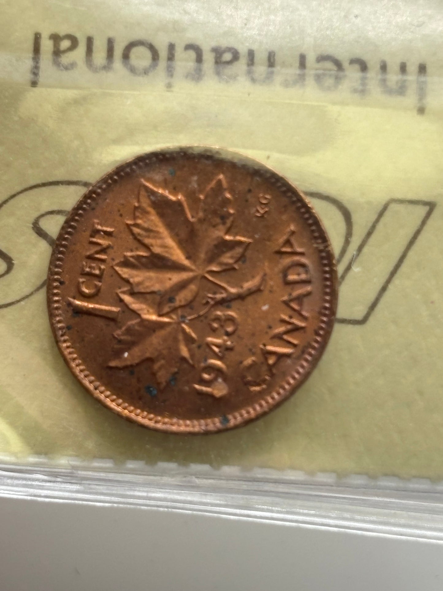 1943 Canada $0.01. ICCS graded MS-65 Red
