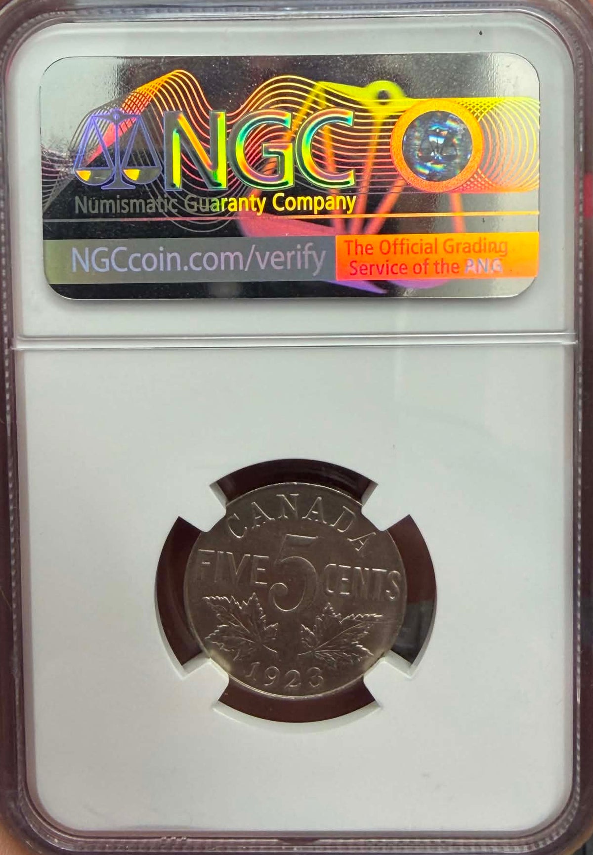 1923 Canada 5 Cents — NGC MS 64 | King George V | Key Date | Scarce | Nickel