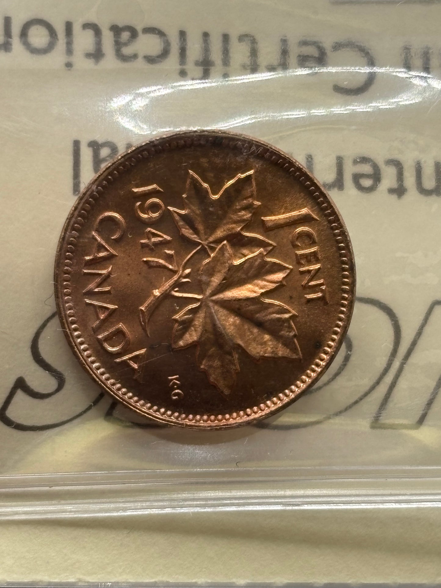 1947 Canada $0.01. ICCS graded MS-64 Red