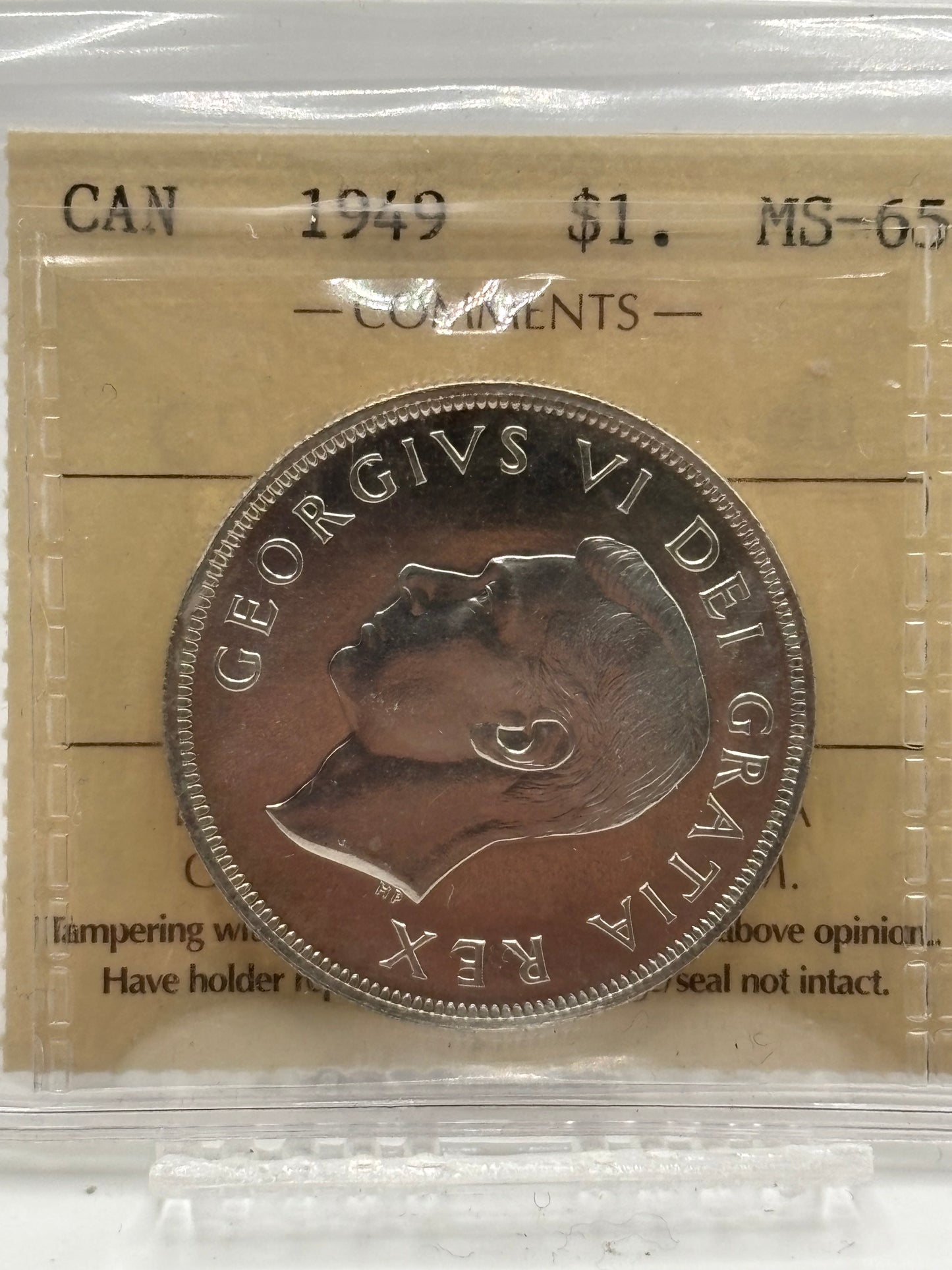1949 Canada $1. ICCS graded MS-65