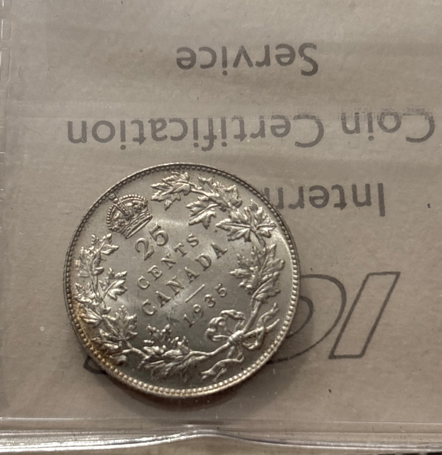 1935 Canada 25 Cent. ICCS graded MS-63
