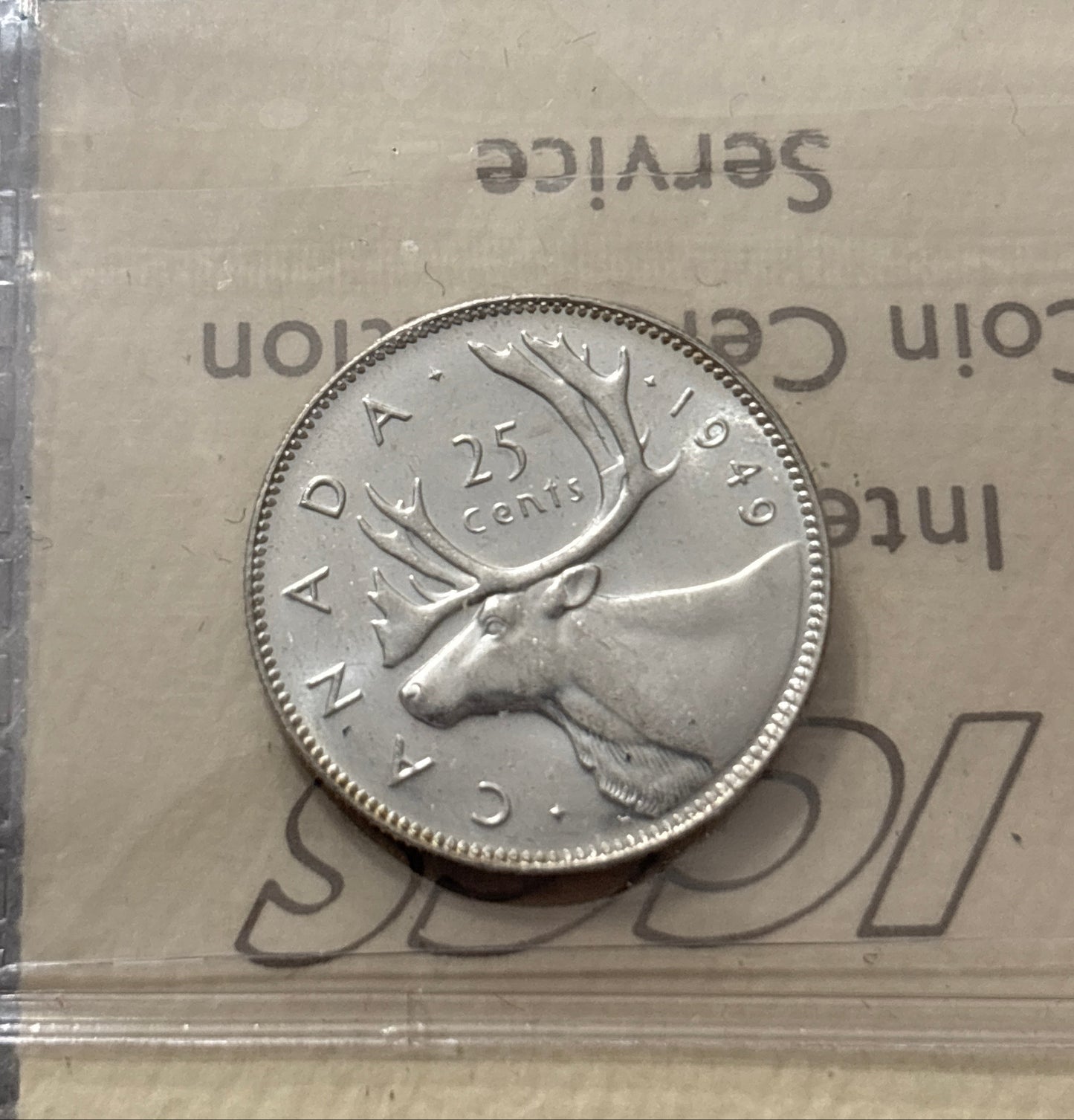 1949 Canada 25 Cent. ICCS graded MS-64