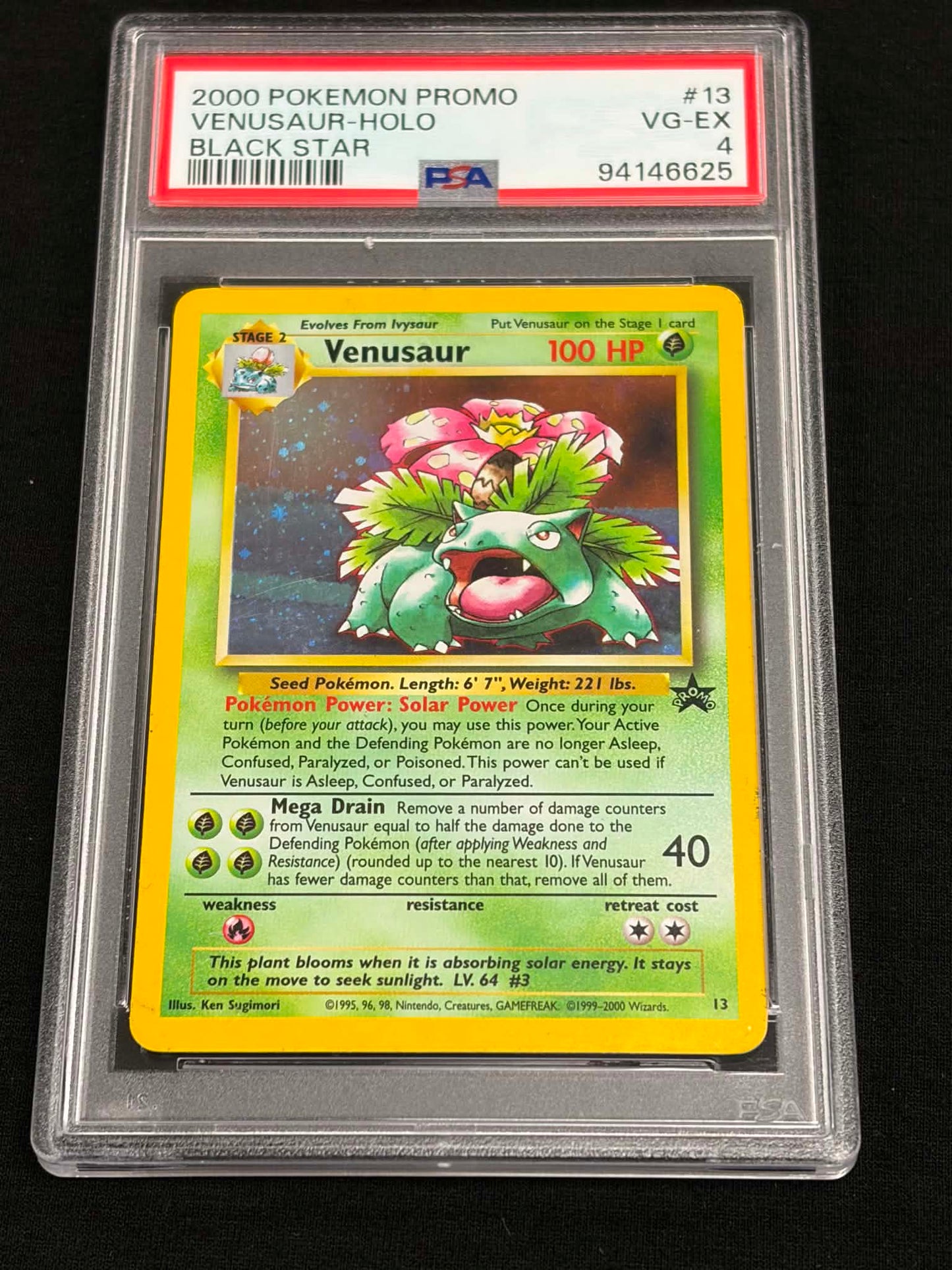 2000 Pokémon Black Star Promo Venusaur Holo #13 PSA 4 VG-EX — Front