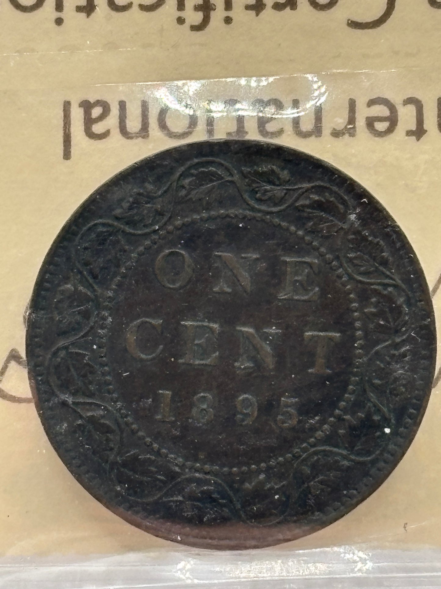 1895 Canada $0.01. ICCS graded VF-30.
