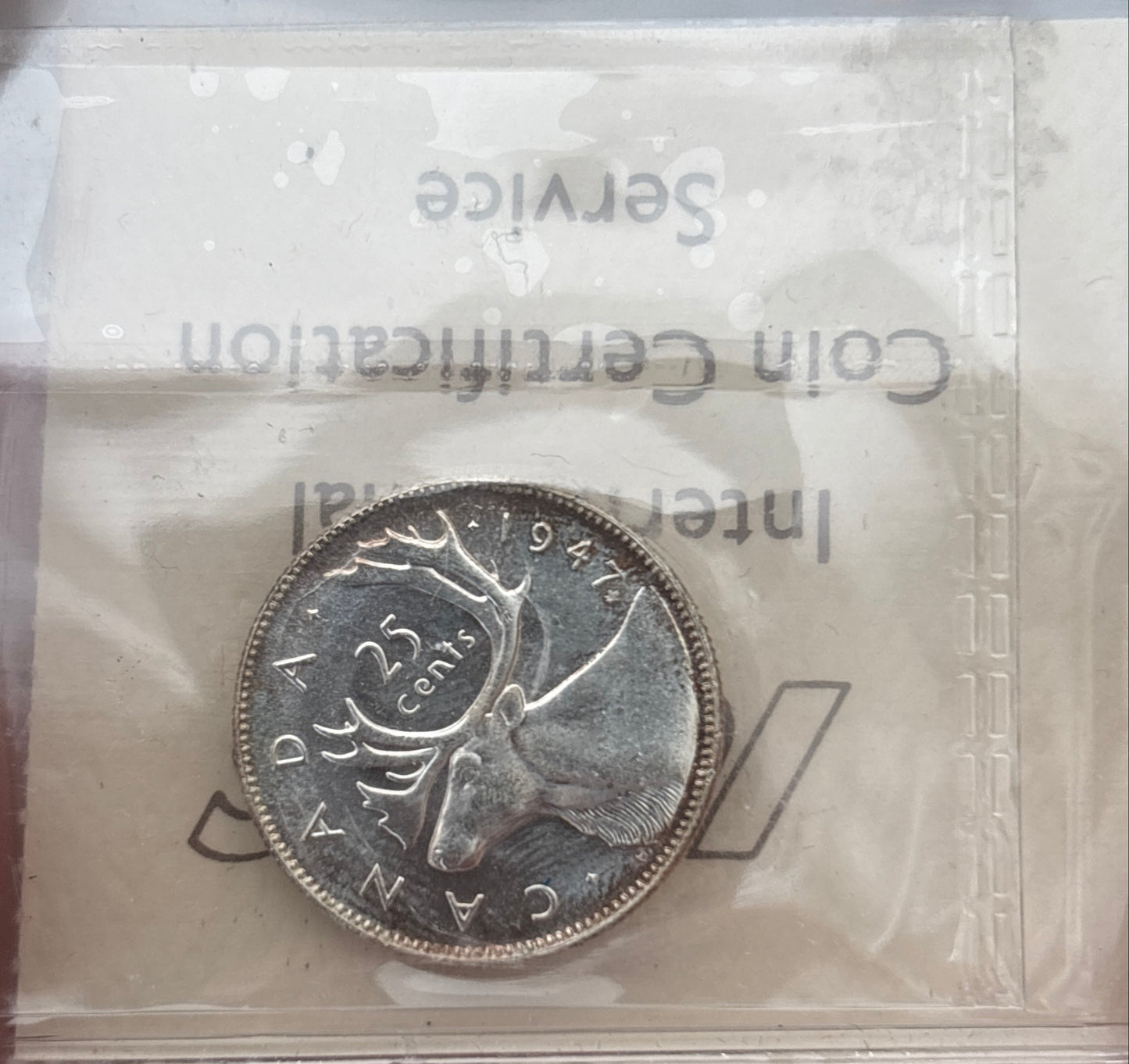1947 Maple Leaf Canada 25 Cent. ICCS graded MS-64