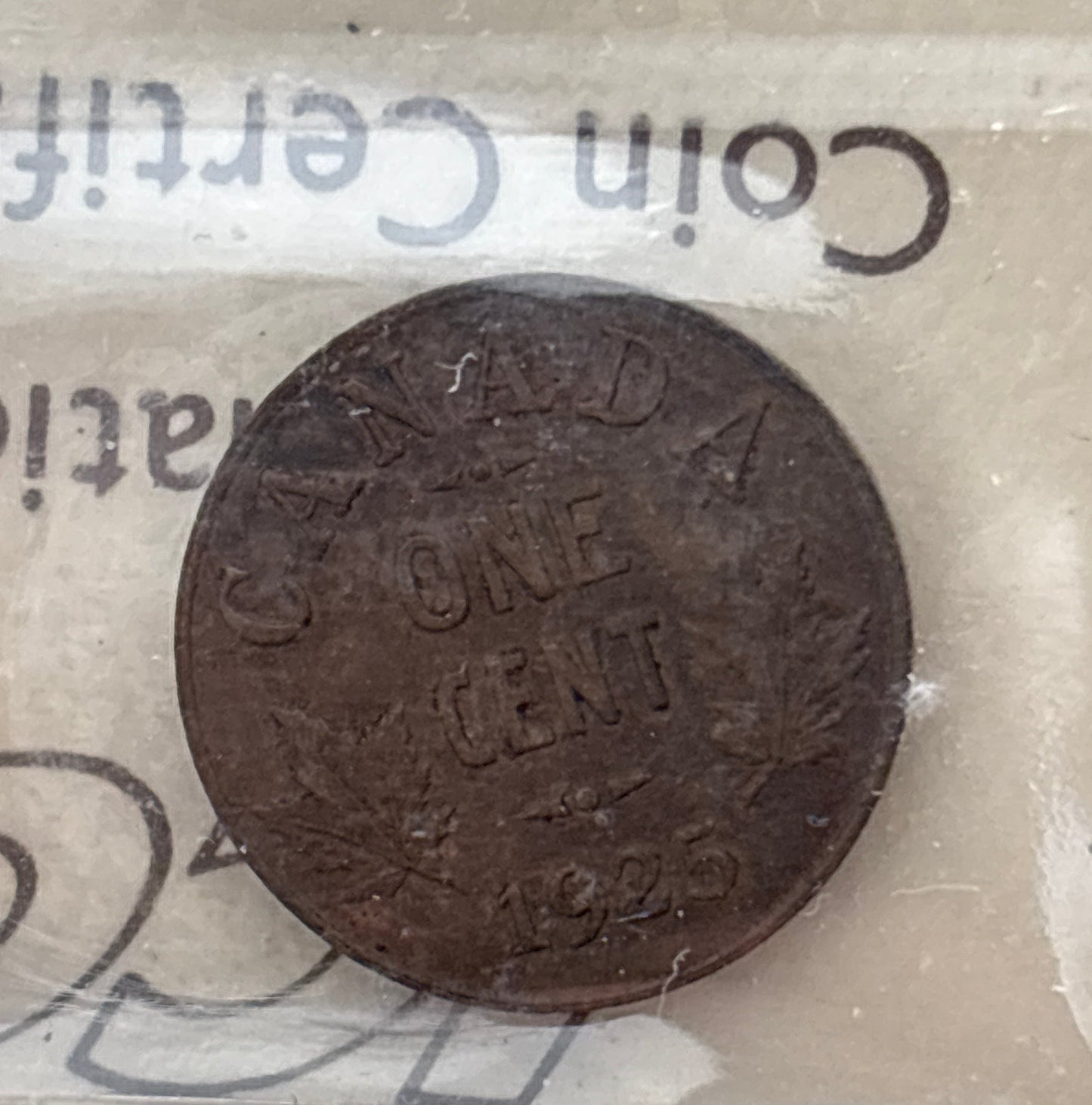 1925 Canada 1 Cent. ICCS graded AU-50