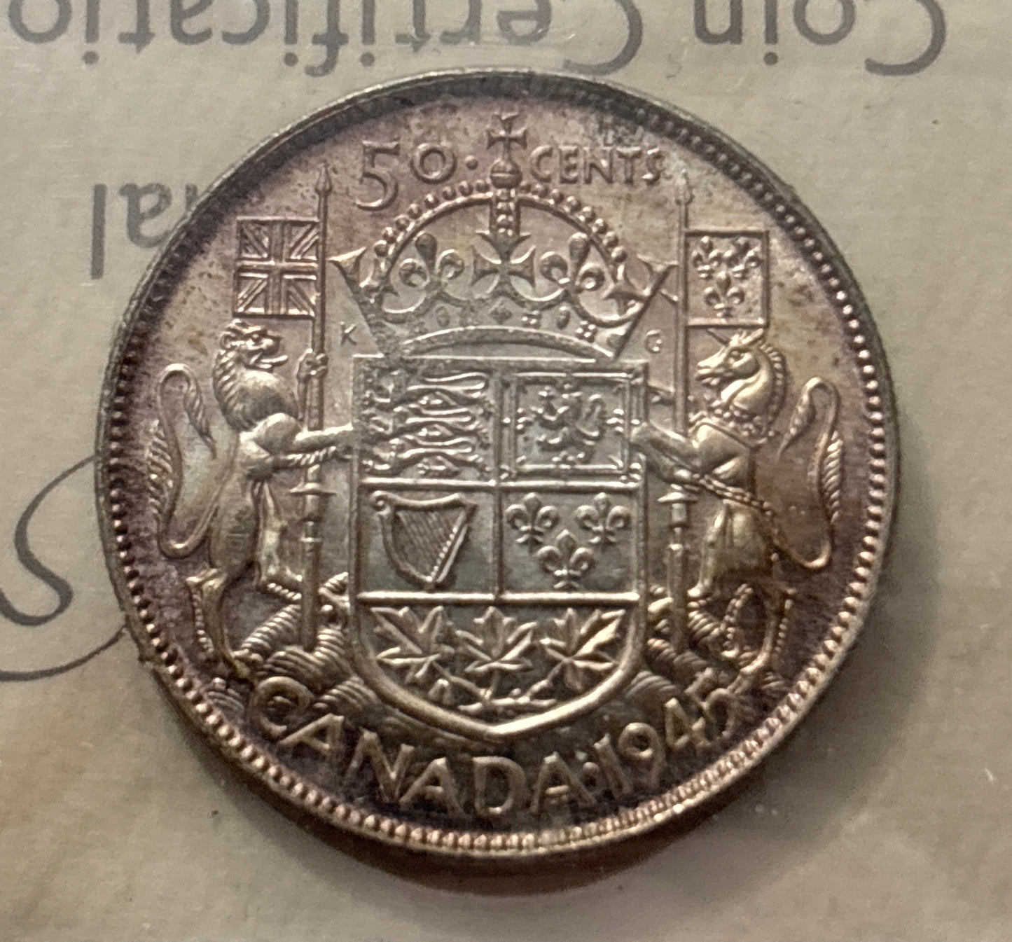 1945 Canada 50 Cent. ICCS graded MS-64