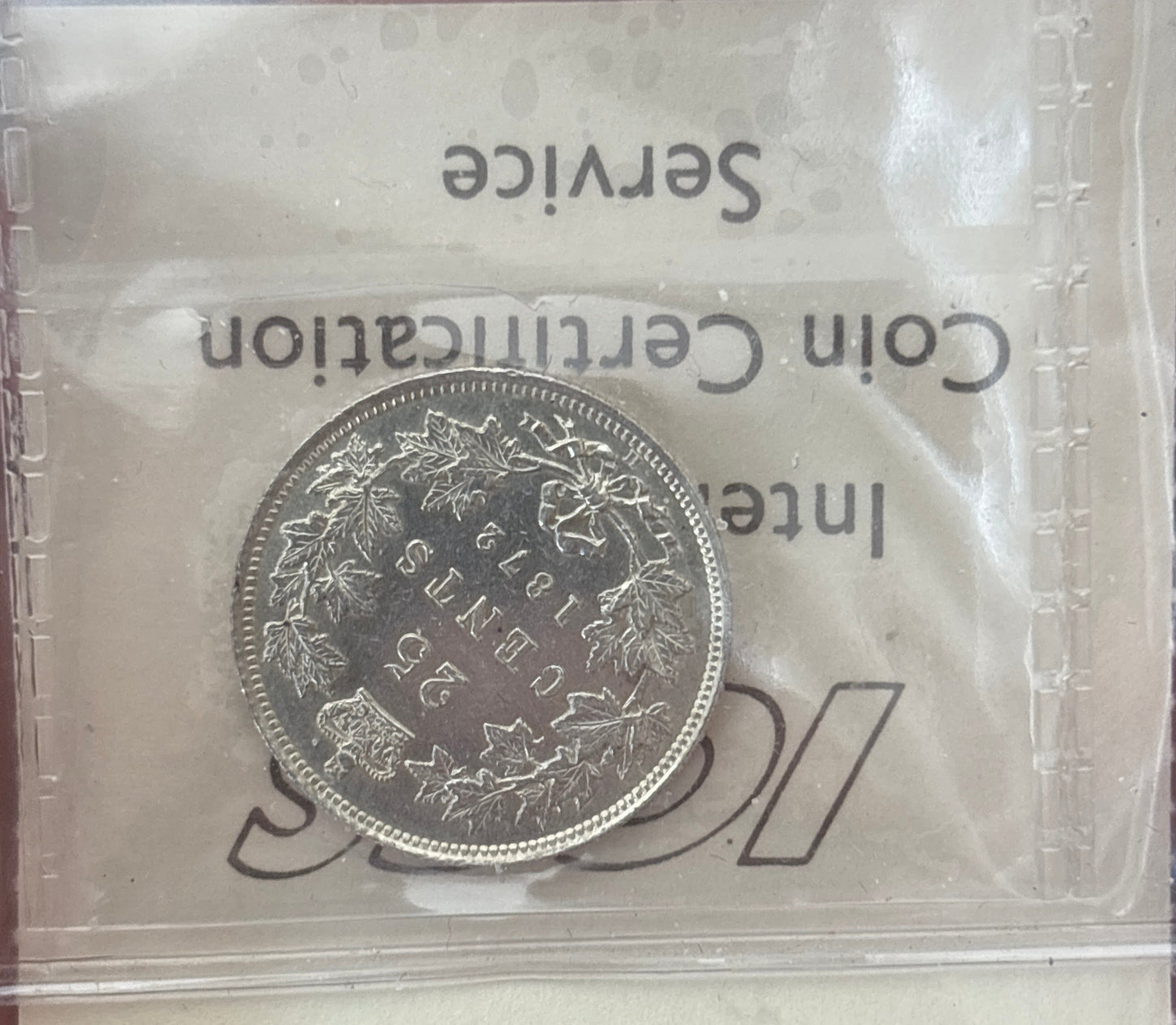 1872H OBV 2 Canada 25 Cent. ICCS graded EF-40 Polished
