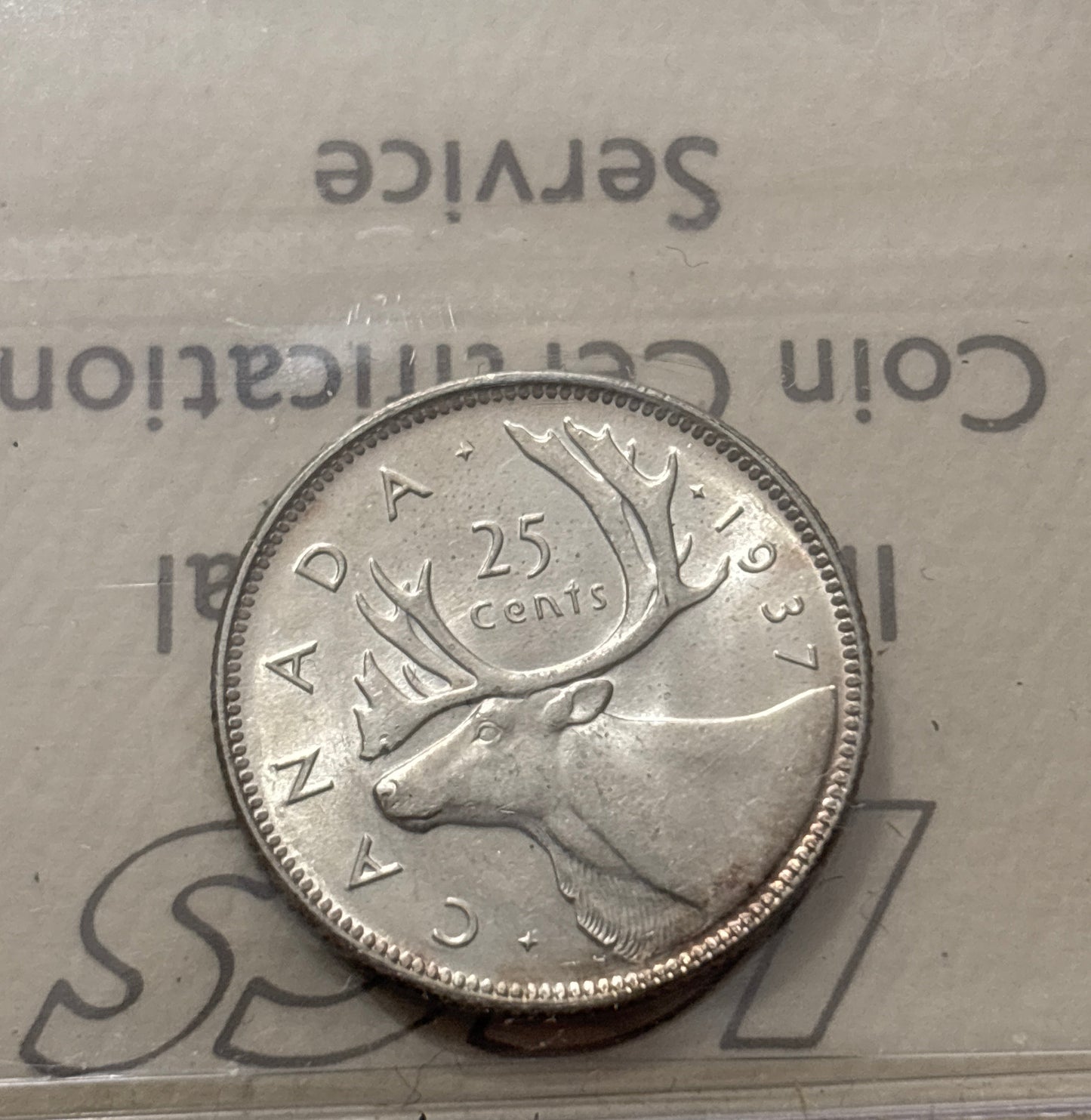 1937 Canada 25 Cent. ICCS graded MS-64